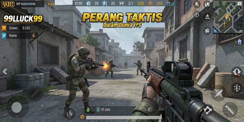Screenshot utama menampilkan aksi tembak-menembak intens di <strong>99LUCK99</strong>.