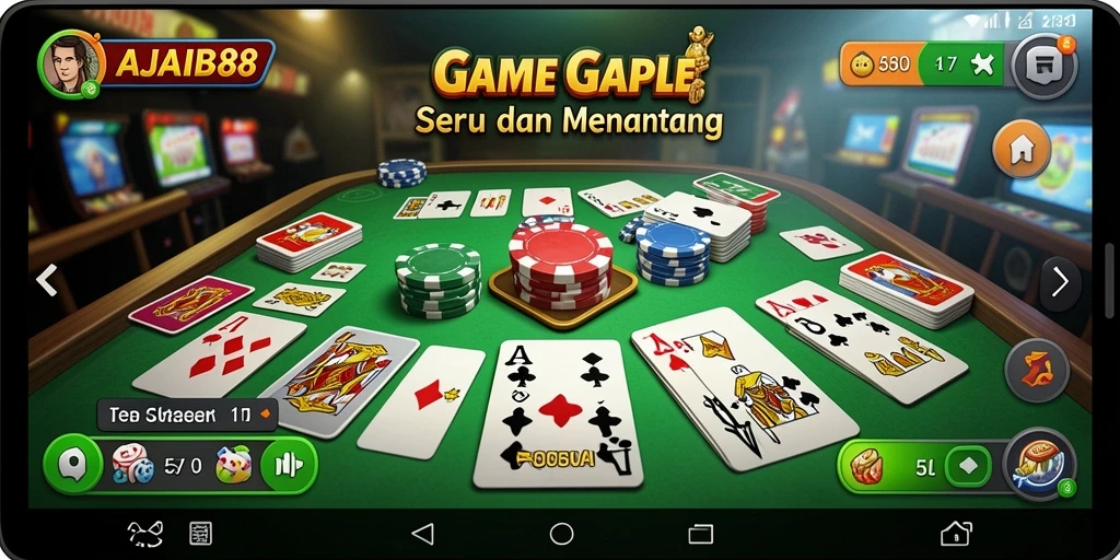 Tampilan antarmuka AJAIB88 yang menarik untuk permainan Gaple.