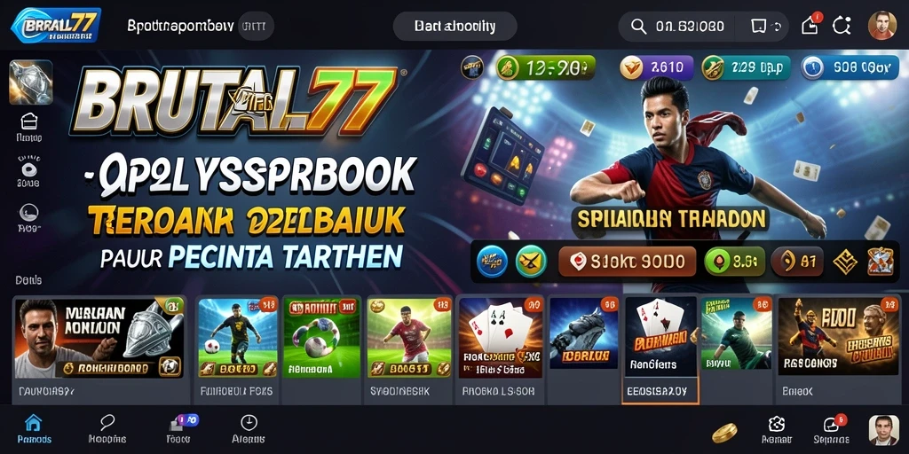 Tampilan gameplay menarik dari BRUTAL77 yang menunjukkan fitur sportsbook.