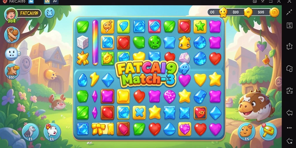 Tampilan gameplay seru dalam FATCAI99 dengan tantangan match-3.