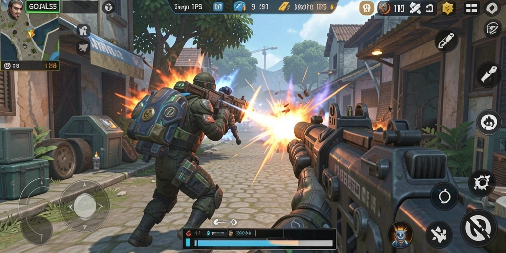 Tangkapan layar gameplay seru dari GOAL55 dengan aksi menembak yang mendebarkan.