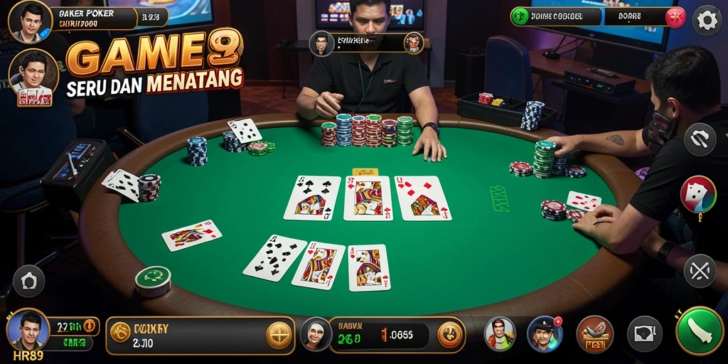 Tampilan gameplay Poker yang mendebarkan dan interaktif.