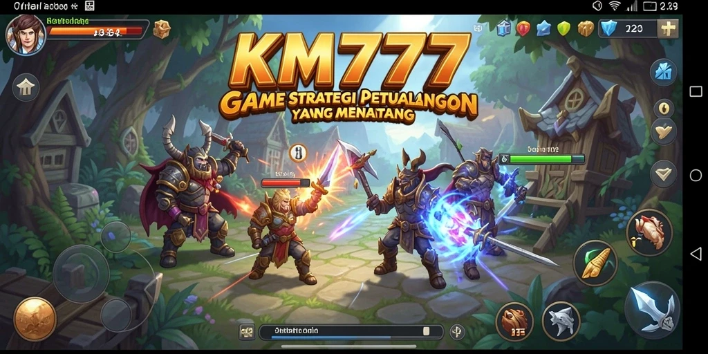 Tangkapan layar gameplay KM777 yang menampilkan aksi seru di medan perang.