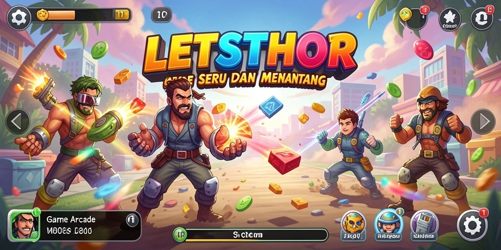 Tampilan gameplay LETSTHOR yang dinamis dan penuh aksi.