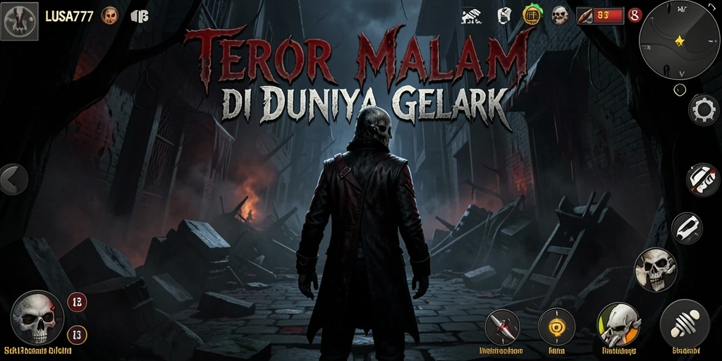 Screenshot gameplay LUSA777 menampilkan suasana menyeramkan dan penuh ketegangan.