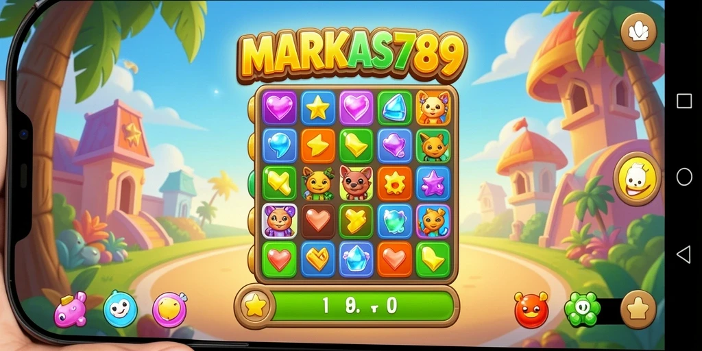 Screenshot gameplay MARKAS789 dengan tantangan Match-3 yang menarik.