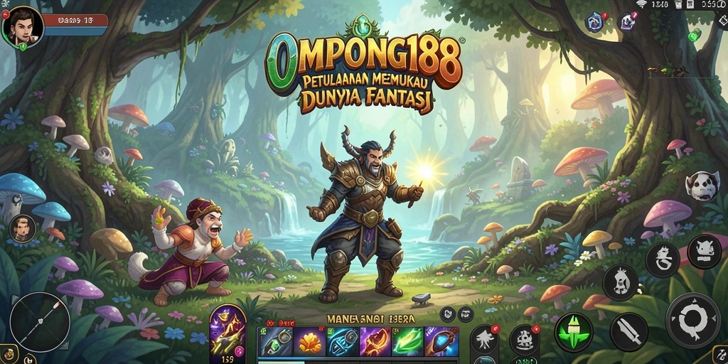 Screenshot gameplay OMPONG188 dengan pertarungan epik dalam dunia fantasi.