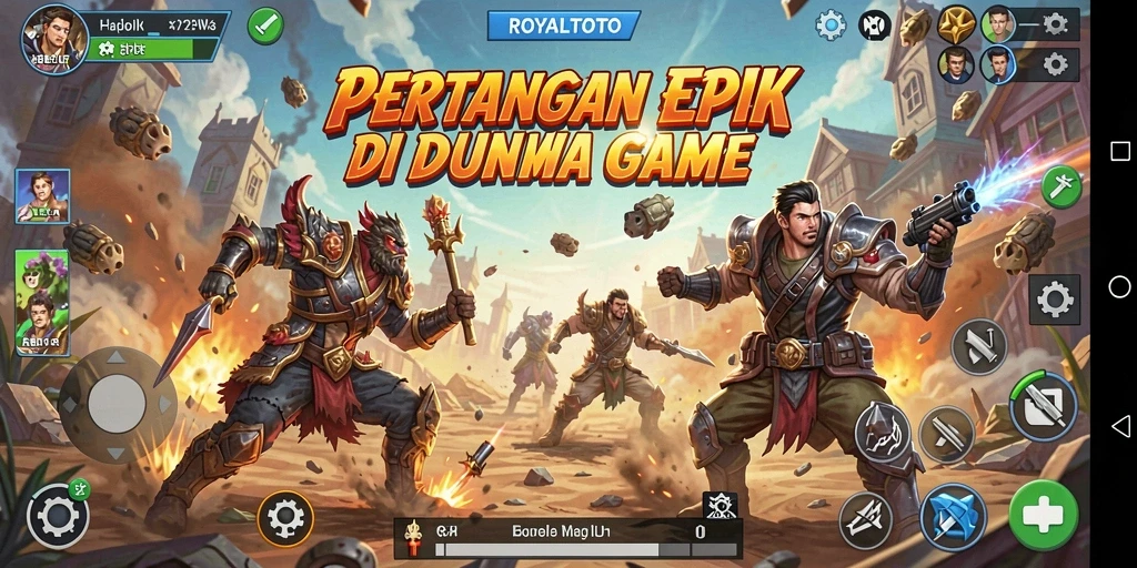 Tampilan epik pertarungan dari ROYALTOTO dengan karakter yang dinamis.