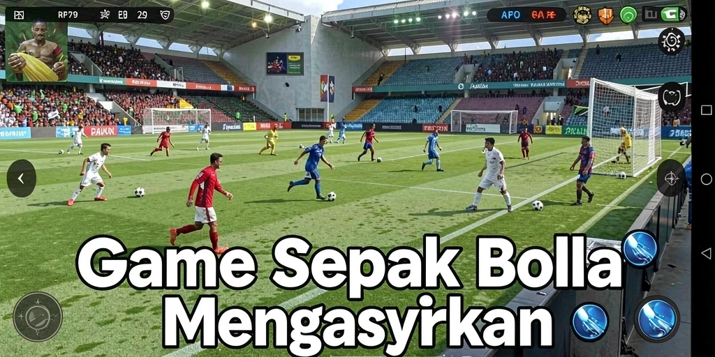 Gameplay seru dalam RP79 dengan aksi sepak bola yang mendebarkan.