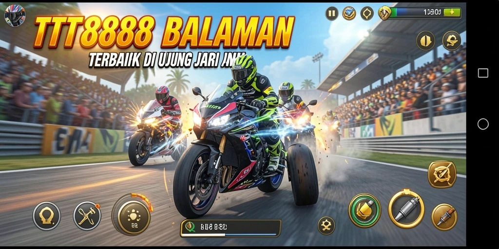 Screenshot gameplay TTT888 menampilkan balapan motor yang seru dan mendebarkan.