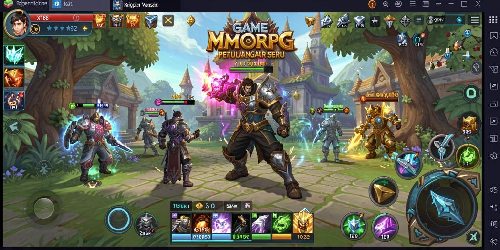 Tangkapan layar permainan <strong>X168</strong> yang menampilkan momen pertarungan epik dalam MMORPG.
