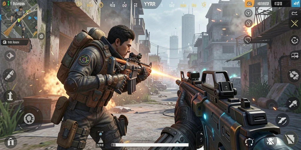 Tampilan gameplay intens di YYRR dengan pertempuran seru.